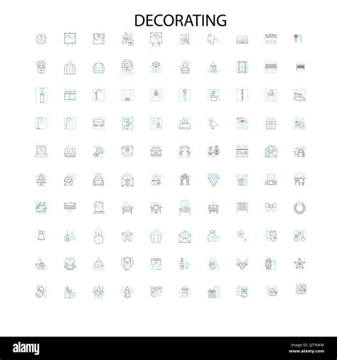 decorating icons, signs, outline symbols, concept linear illustration line collection Stock ...