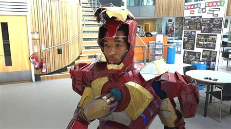 Schoolboy creates Iron Man costume from cardboard - BBC Newsround