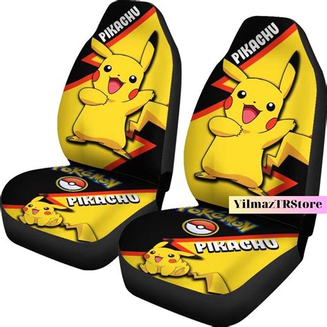 Pika Car Seat Covers, Seat Covers For Car, Anime Car Accessories, Pika ...