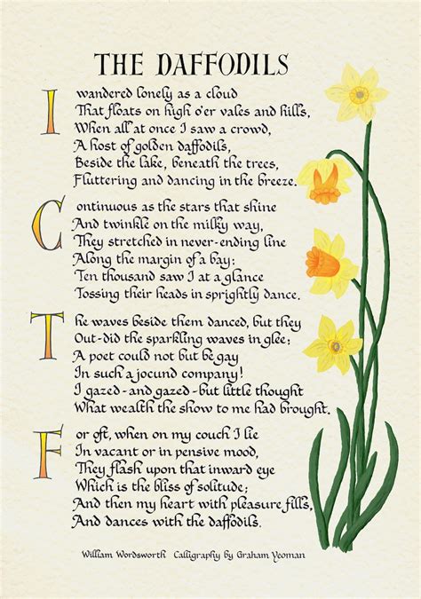 Daffodils Famous Poem by William Wordsworth I Wandered - Etsy