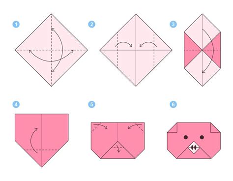 Pig origami scheme tutorial moving model. Origami for kids. Step by step how to make a cute ...