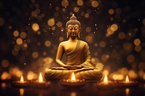 Premium AI Image | Buddha statue with golden background