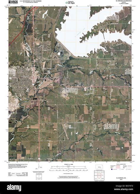 USGS TOPO Map Kansas KS El Dorado 20100216 TM Restoration Stock Photo ...