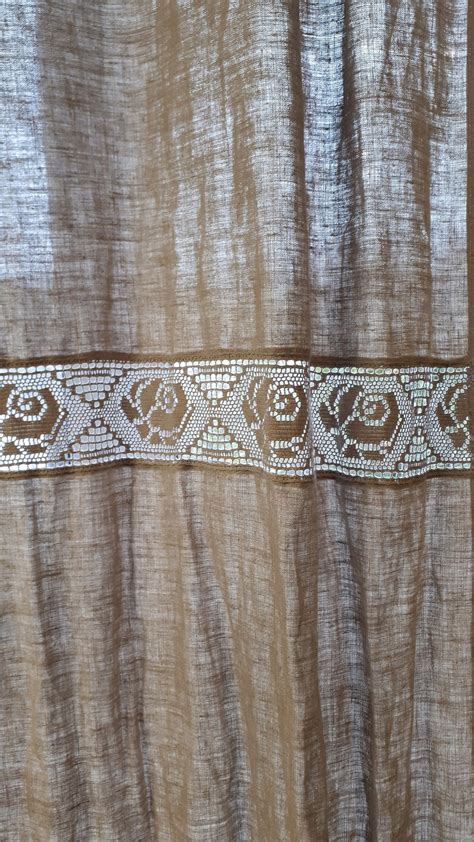 Rustic Farmhouse Curtains French Lace Roses Linen Extra Long | Etsy