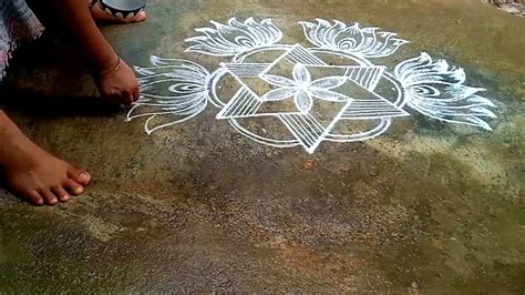 vinayagar chaturthi 5*3 dots rangoli/ganesh chaturthi special kolam / lotus muggulu /easy padi ...