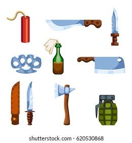 Set Cartoon Survival Game Items Piercing Stock Vector (Royalty Free ...