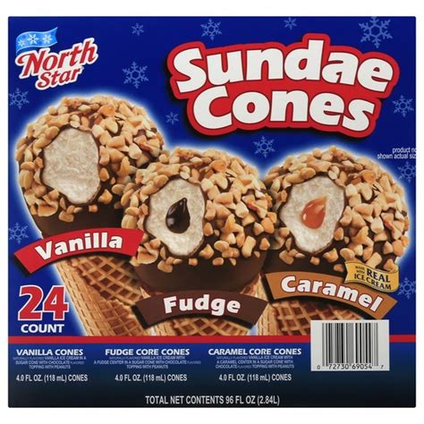 Northstar North Star Sundae Cones, Vanilla, Fudge, Caramel, Box (24 ct ...