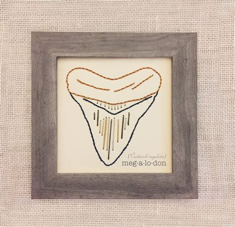 Megalodon Shark Tooth Art Meg Fossil Art Megalodon | Etsy