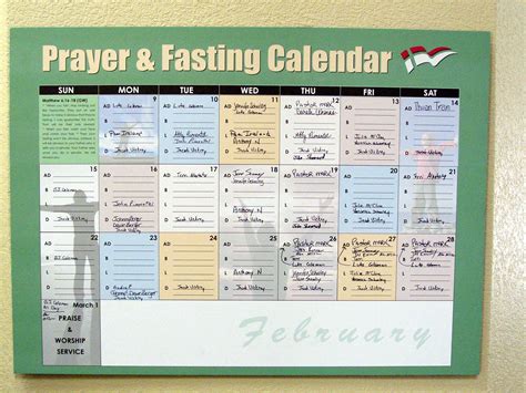 Prayer and Fasting Calendar - FLAG Church