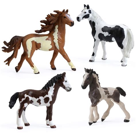 Buy UANDME 4PCS Pinto Horse Toy, Realistic Plastic Horse Figurines ...