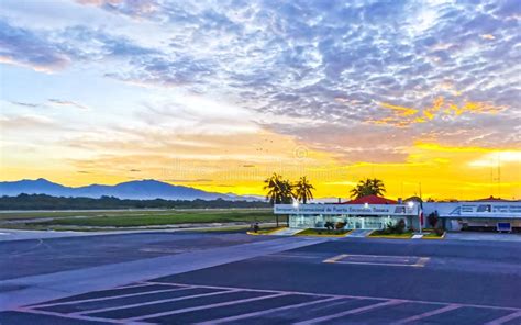 Colorful Sunrise at Airport with Mountains in Puerto Escondido Mexico Editorial Photography ...