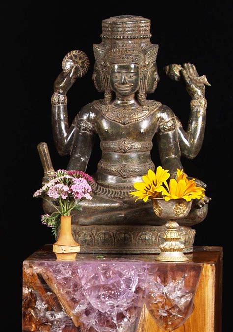 SOLD Brass Brahma Statue with Beautiful Patina 17" | Statue, Shiva the destroyer, Brass statues