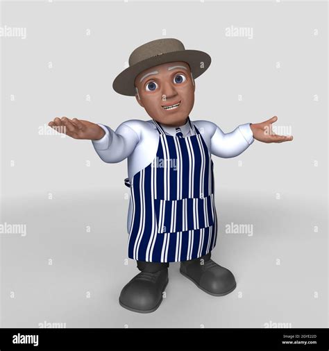 3D Render of Cartoon Butcher Character Stock Photo - Alamy