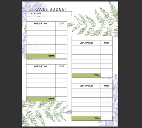 Printable Travel Budget Planner