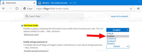 Enable or Disable Tab Hover Cards in Microsoft Edge