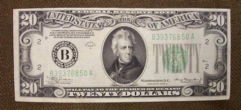 Old Vintage 1934 Twenty Dollar Bill $20 Federal Reserve Note - New York ...