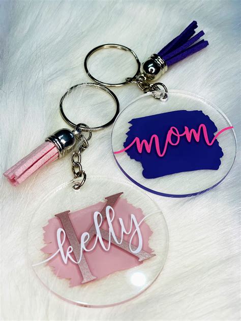 KEYCHAIN Personalized Clear Acrylic Keychain Painted Back | Etsy