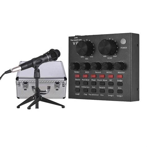 External Sound Card USB Audio Interface + Wired Condenser Microphone ...