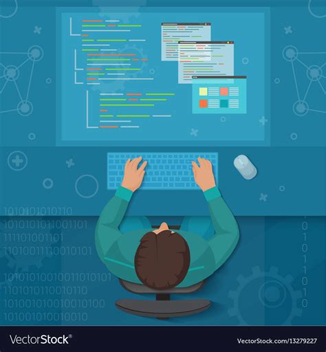 Man software engineer concept with design Vector Image