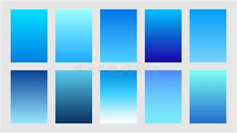 Blue Gradient Colors Collection Palette Banner Set for Ocean Sea, Water Concept Background ...