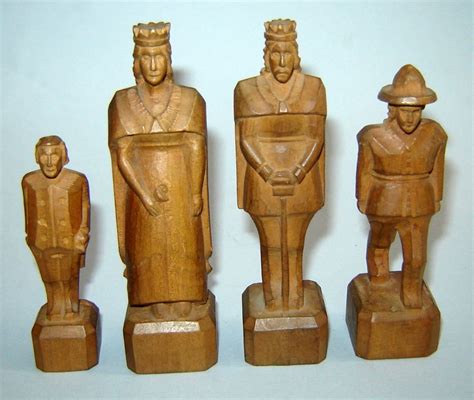 Antique OLD VINTAGE UNIQUE WOOD Hand CARVED 4 CHESS PIECES - The King is 4" | Chess pieces, Hand ...