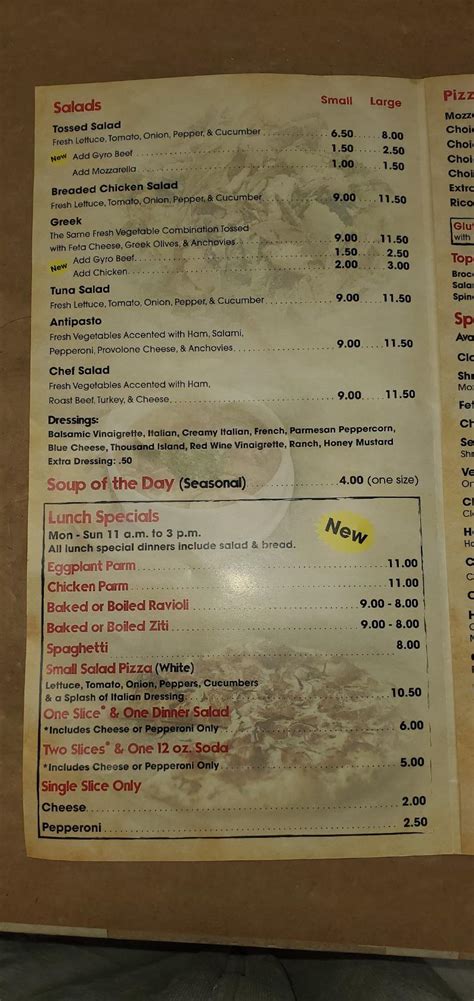 Menu at Southford Pizza pizzeria, Southbury, Southford Rd #8