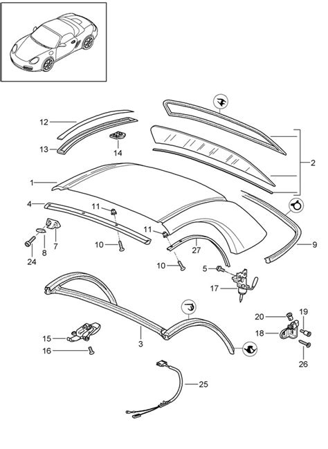 2006 Porsche Boxster Convertible Top Seal (Front). Front - 98756312501 ...