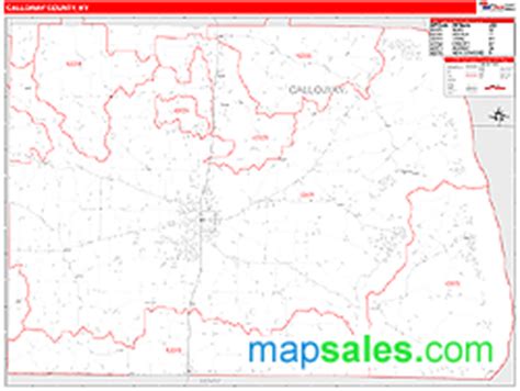 Calloway County, KY Wall Map Red Line Style by MarketMAPS