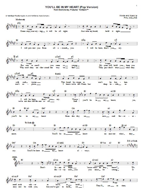 You'll Be In My Heart (Pop Version) | Sheet Music Direct