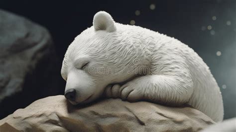 White Baby Bear Sleeping on Half Moon Childrens Story. Al Generated ...