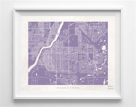 Saskatoon Canada Street Map Print - Wall Poster | Inkist Prints ...