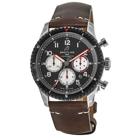 Breitling Aviator 8 B01 Chronograph 43 Mosquito Black Dial Leather ...