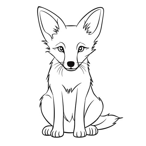 Fox Coloring Pages On White Background Vector, Basic Simple Cute Cartoon Coyote Outline ...