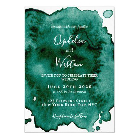 Green Watercolor Modern Elegant Wedding Invitation | Zazzle | Wedding invitations elegant modern ...