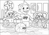 Swimming Pool Kids Cute Coloring Pages Sketch Page sketch template