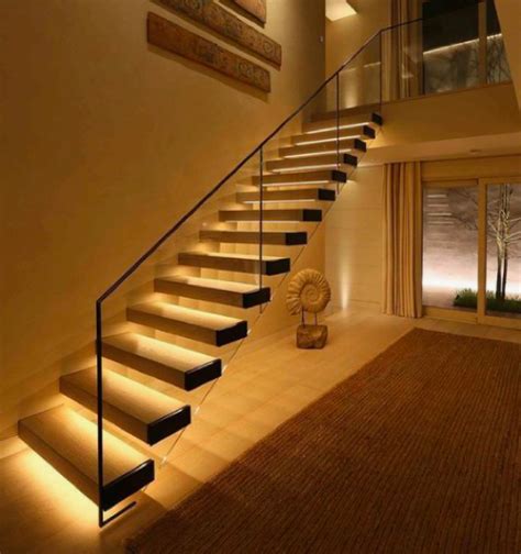 Floating stairs with LED lighting underneath | Luxury staircase, Stairs ...