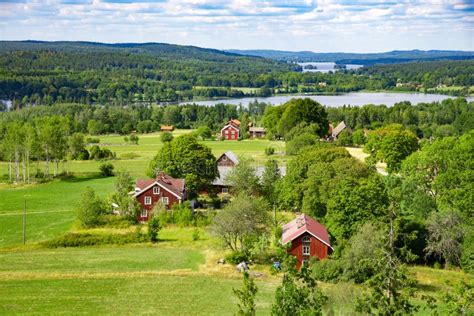 Rural View of Villages Near Lakes with Pretty Wooded Boundaries, in the Beautiful Surroundings ...