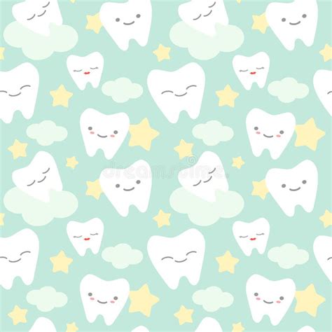 Cartoon Teeth Cute Colorful Seamless Pattern Background Illustration ...