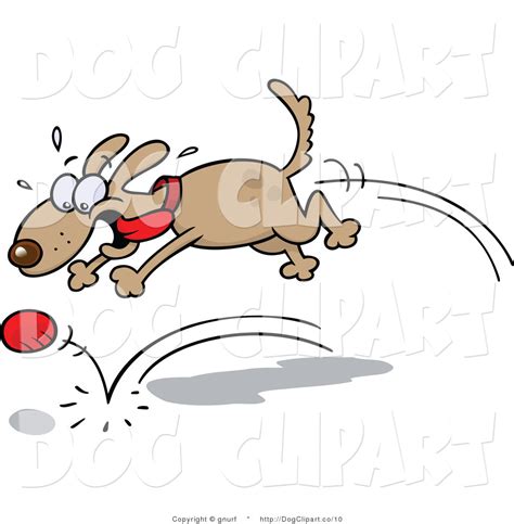 Clip Art of a Dog Chasing a Red Ball and Playing Fetch by gnurf - #10