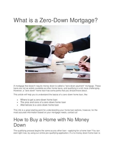 What is a Zero-Down Mortgage?