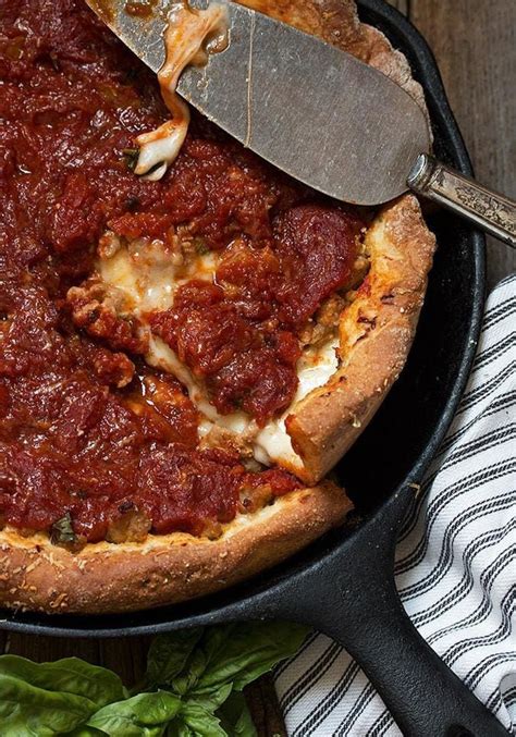 Cast Iron Skillet Deep Dish Pizza - An easy and delicious deep dish pizza recipe, with sausage ...