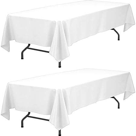 WEALUXE White Tablecloths for Rectangle Tables [60x126 Inch] White Table Clothes for 8 Foot ...