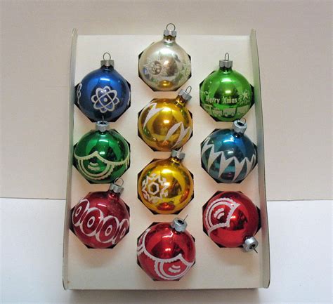 (10) Vintage Christmas tree Glass Ornaments by Noelle USA Hand Painted from teesantiqueorchard ...