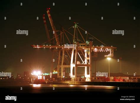 Hamburg, Germany, container port at night Stock Photo - Alamy