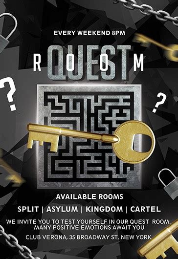 Black Creative Quest Room Flyer Free Flyer Template PSD | by Elegantflyer