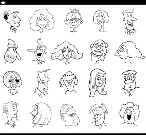 Premium Vector | Cartoon people characters faces expressions set