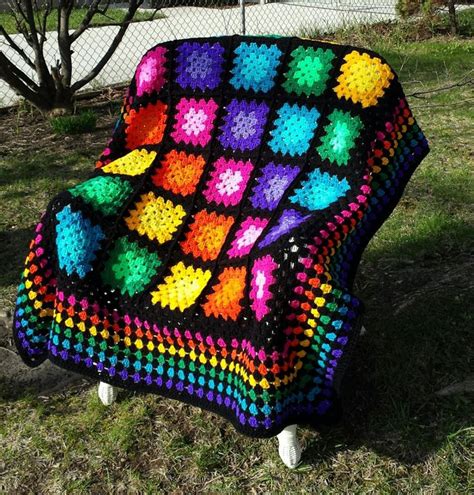 Multicolor Granny Square Throw - Etsy Australia | Crochet square ...