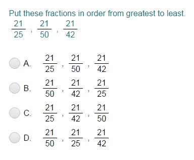 Ordering Fractions | Turtle Diary Quiz