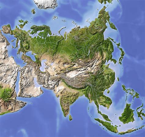 Asia-Shaded-Relief-Map Physical Map, Physical Geography, World Geography Map, India World Map ...