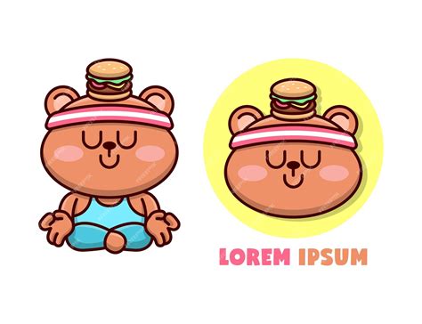 Premium Vector | Cute bear cartoon mascot doing yoga position with a ...